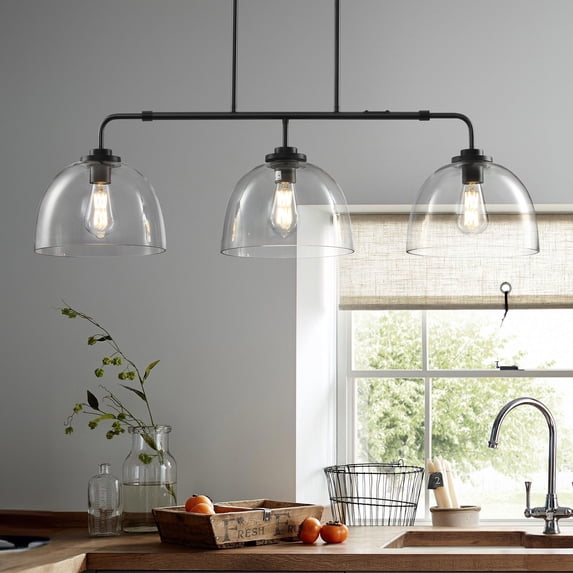 KAISITE 3-Light Kitchen Light Fixture Modern Dimmable Globe Black Wall Sconce 38.6 Inch-Black