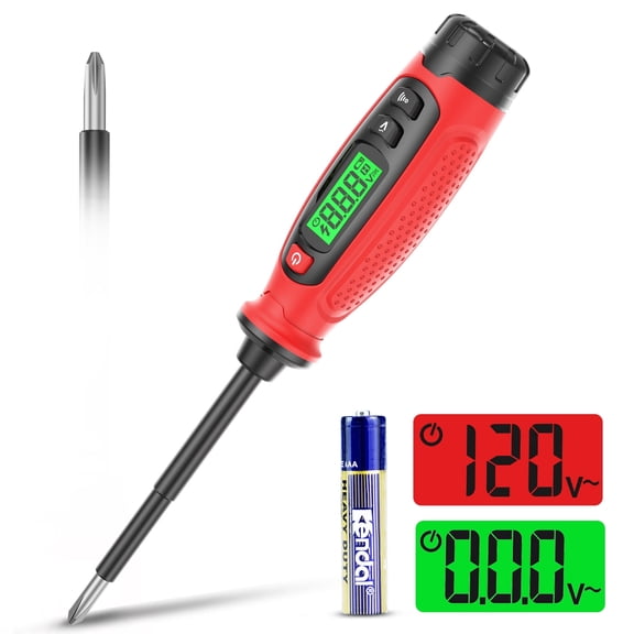 KAIWEETS 2-in-1 Voltage Tester Screwdriver, 3–500V AC Contact Voltage Measurement & Non-Contact Detector Pen, Phillips Head, LCD Display, Live Wire Finder, Continuity Test for Outlet & Circuit, KTS01