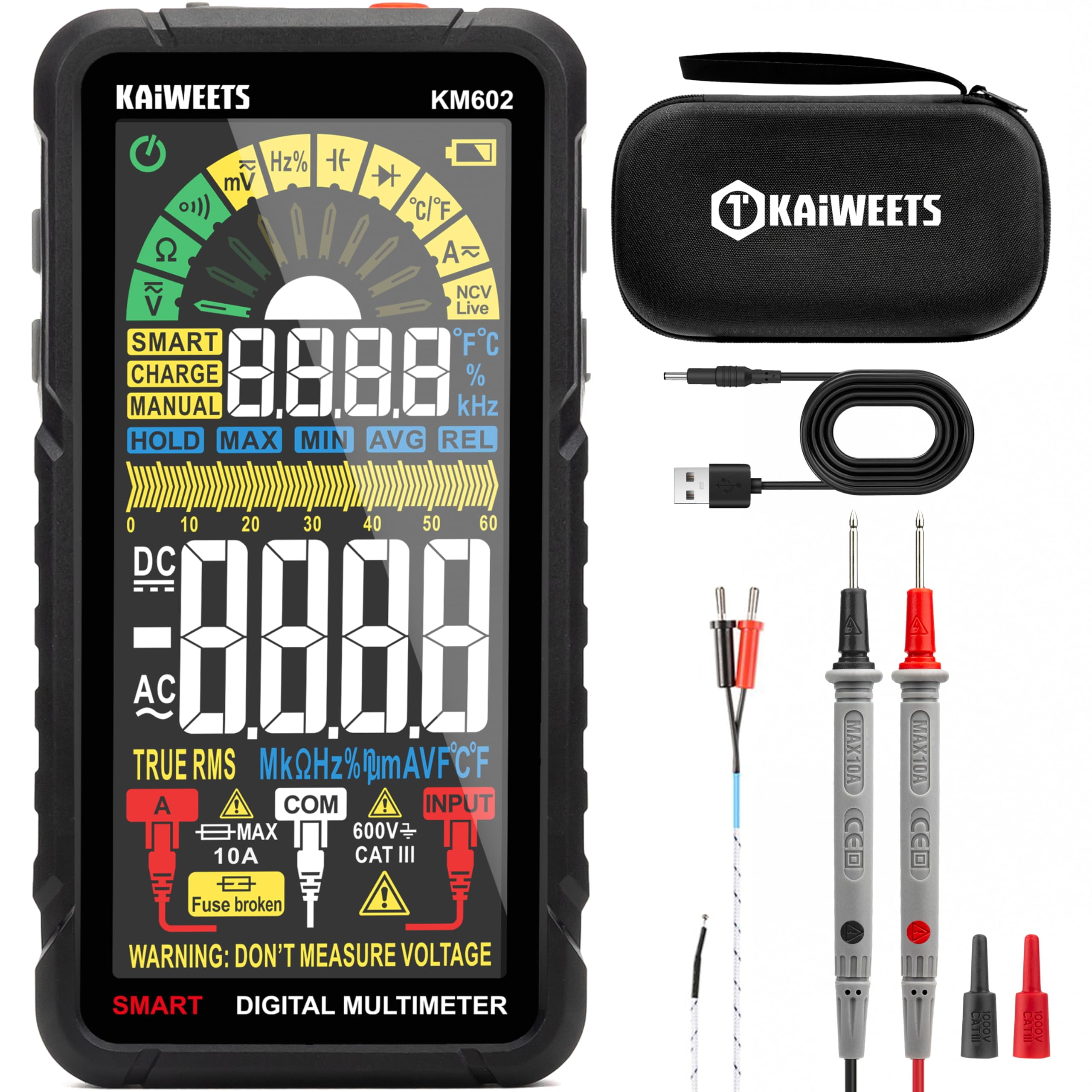 KAIWEETS Smart Multimeter Rechargeable Electrical Tester with Auto ...