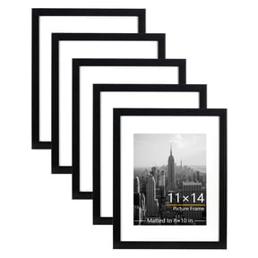 KAIWIN 11x14 Picture Frames Set of 5, Display Pictures 8x10 with Mat, Photo frames for Wall, Black