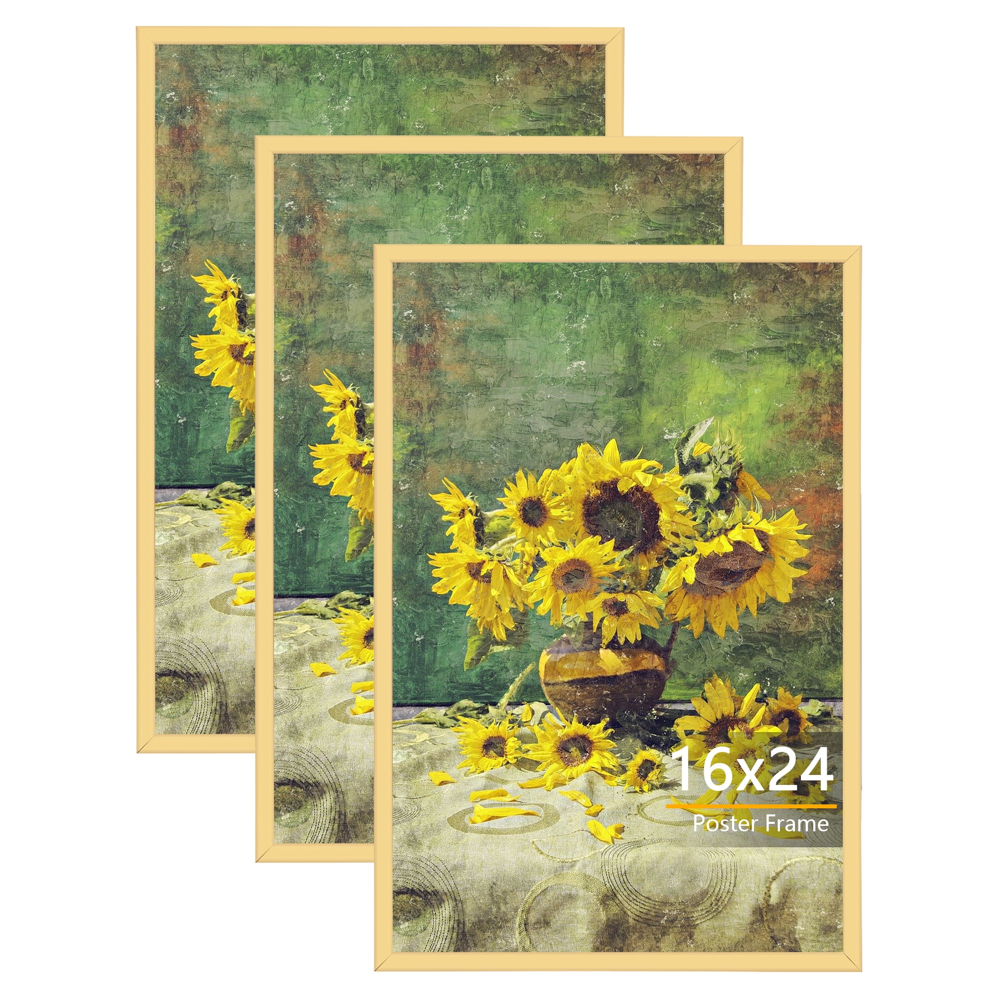 KAIWIN 3 Pack Poster Frames 16x24 Plastic Picture Frame for Horizontal ...