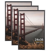 KAIWIN 3 Pack Poster Frames 24x36 Plastic Picture Frame for Horizontal and Vertical Wall Mounting,Black