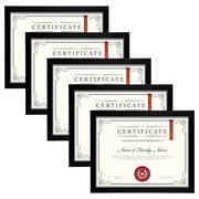 KAIWIN 8.5x11 Certificate Frames Set of 5, Diploma Document Degree Picture Frames for Tabletop or Wall,Black