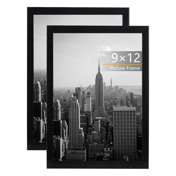 KAIWIN 9x12 Picture Frames Set of 2, Gallery Wall Poster Frames, Black