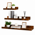 thumbnail image 1 of KAIWIN Brown Wood Floating Shelves Set of 3 (24/16/10In) - Wall Mounted Storage & Decor for Home, 1 of 5