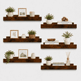 thumbnail image 1 of KAIWIN Floating Shelves for Wall, 15.7In Brown Wall Shelves for Decor Storage Set of 6, Wall Mounted Wood Shelves for Bedroom, Living Room, Bathroom, Kitchen, 1 of 5