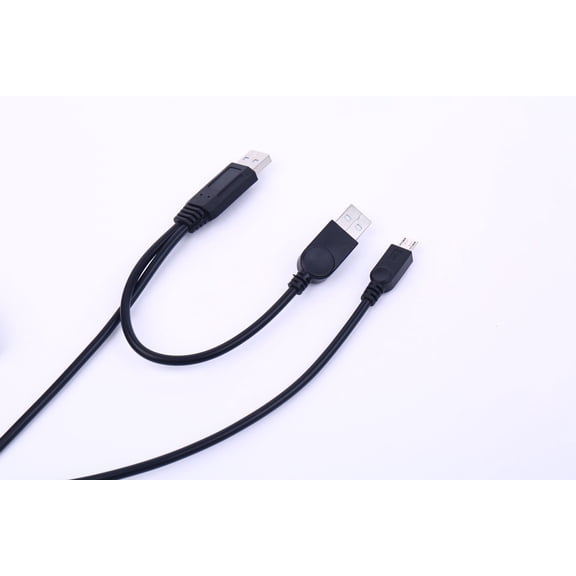 KAIXUDA USA Retractable USB 2.0 Y-Splitter Cable (Micro USB Male) with Dual Power for Mobile Hard Drives, Data & Charging, 35cm