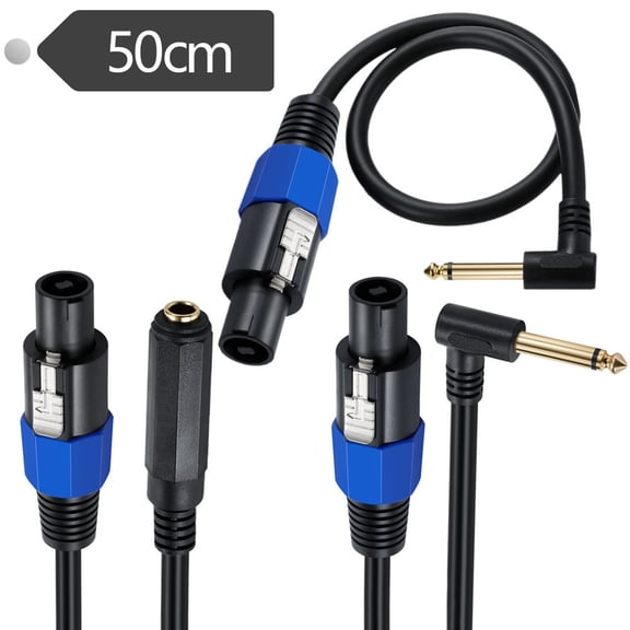 KAIXUDA USA Speakon Male to 6.35mm (1/4") TS Mono 90-Degree Speaker Cable (8.0mm, Pure Copper) - Professional Audio Connector