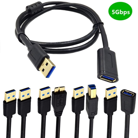 KAIXUDA USA USB 3.0 High-Speed Data Cable, Gold-Plated AM-BM/AM-Micro B/AM-AM/AM-AF Adapter Cord for PC & Peripherals