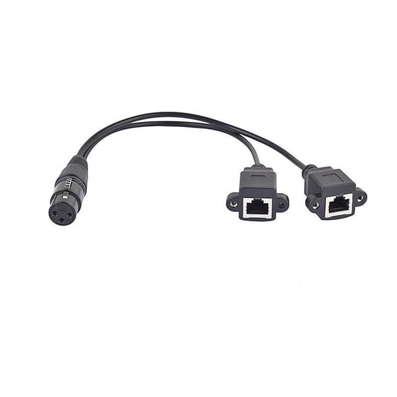 KAIXUDA USA XLR 3-Pin Female to Dual RJ45 Female DMX512 Converter Cable Adapter for Stage Lighting & Signal Networking