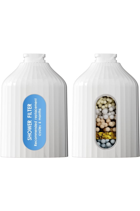 2 Pack Shower Head Filter Refill, Multi-Stage Replacement Cartridges Compatible with Dual Shower Head Combo, Filters for Hard Water & Chlorine Removal