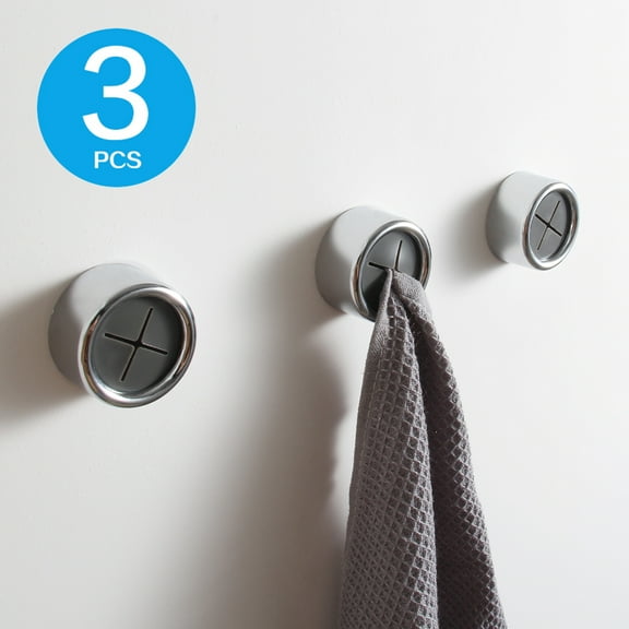 KAIYING 3Pcs Kitchen Towel Hooks Round Self Adhesive Dish Towel Holder Wall Mount Hand Towel Hook Tea Towel Rack Hanger for Cabinet Door