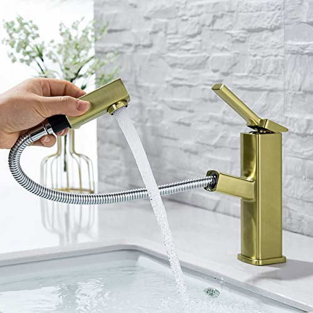 KAIYING Bathroom Sink Faucet with Pull Out Sprayer, Single Handle