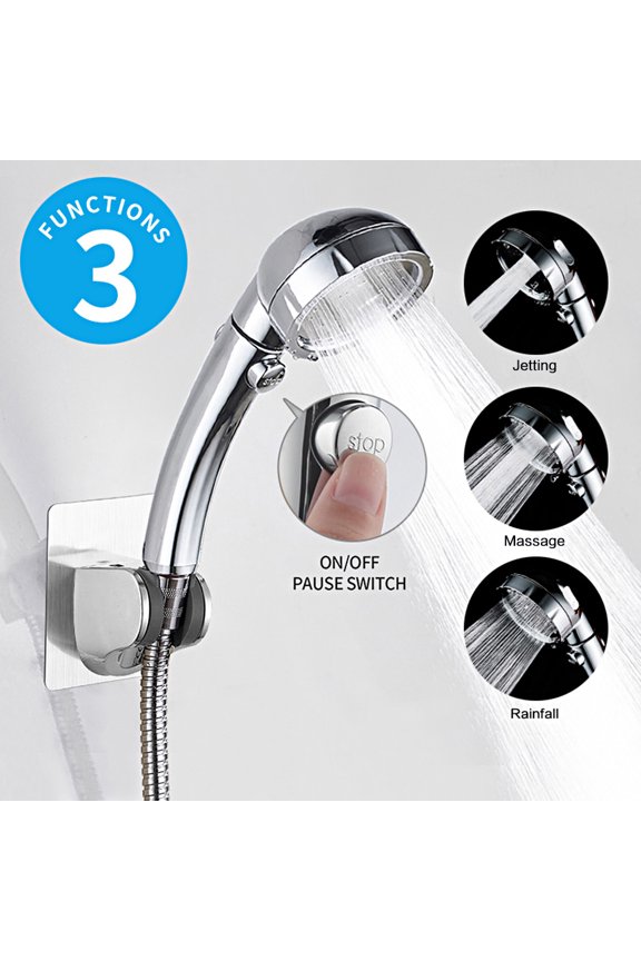 3-Mode High Pressure Handheld Showerhead with on/off Switch in Chrome