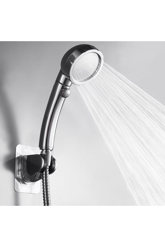 Drill-Free High Pressure Handheld Shower Head with ON/OFF Pause Switch 3 Spray Modes Water Saving Showerhead, Detachable Puppy Shower Accessories (Chrome)