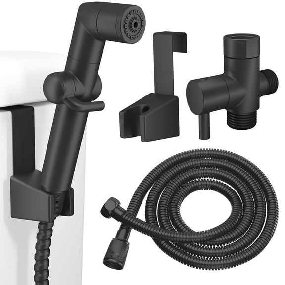 KAIYING Handheld Bidet Sprayer for Toilet, Black Jet Spray Attachment for Feminine Wash, Cloth Diaper Washer & Muslim Shower Kit with Hose