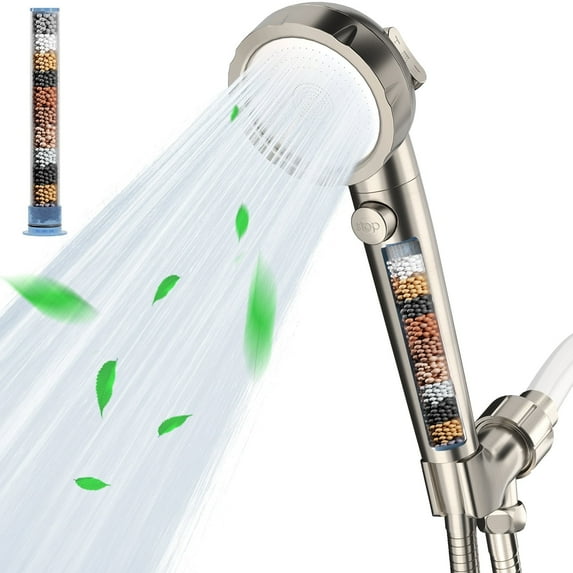 KAIYING Handheld Shower Head with Filters, High-Pressure Mineral Filtration Showerhead with Hose (Brushed Nickel)