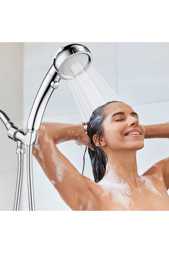 Shower Head with Handheld Nozzle, 3 Spray Modes, Detachable, Hose, Adjustable Angle, Chrome