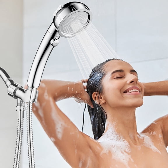 KAIYING Shower Head with Handheld Nozzle, 3 Spray Modes, Detachable, Hose, Adjustable Angle, Chrome
