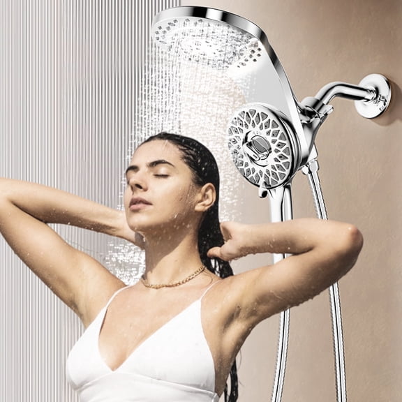 KAIYING Magnetic Dual Shower Head, 2-in-1 Rain and Handheld Spray Combo with 71 Inch Hose, Chrome