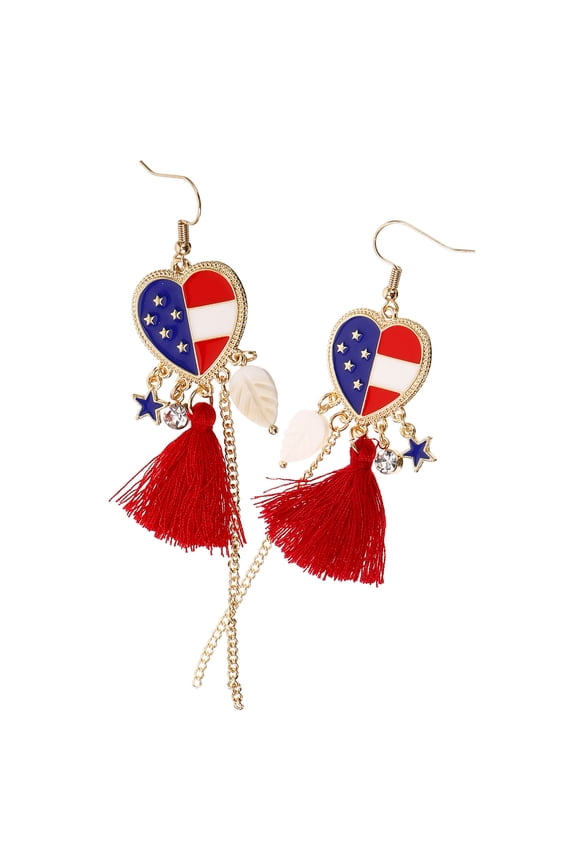 1 Pair Fashion Earrings For Women Dangle Style Heart And Star Shapes Rhinestone Jewelry