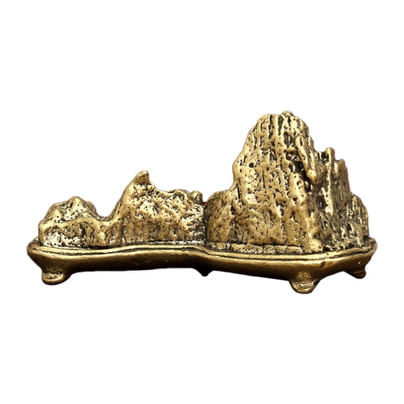 KAJNBN 1Pack Brush Pen Rest for Artists with Golden Brass and Rock Shape for Desk Decoration