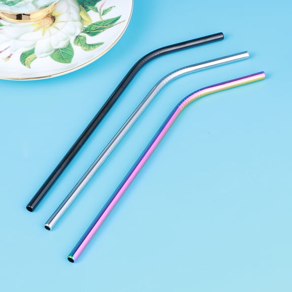 KAJNBN 1Pc Reusable Metal Straws Curved Stainless Steel For Daily Use