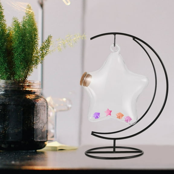 KAJNBN 1Set Star Wishing Bottle Cute Glass Jars for Home Decor and Craft Enthusiasts 11.8x7.9x4.9in