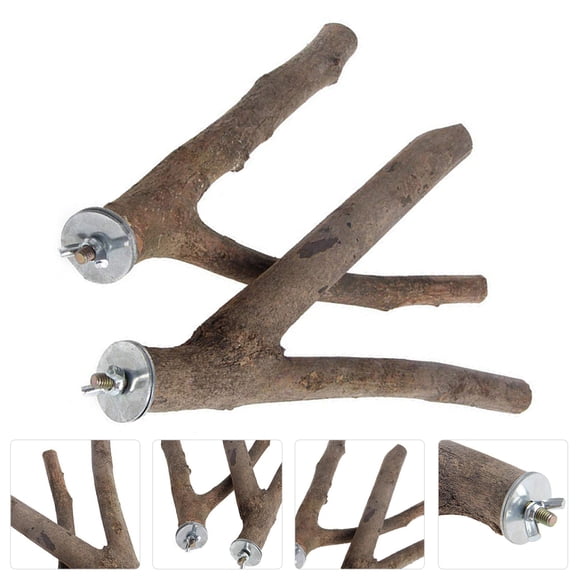 KAJNBN 2Pcs Irregular Surface Natural Wood Standing Pole Provides Exercise for Birds Feet and Legs Birdcage Stands