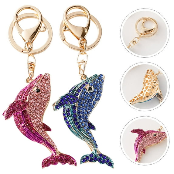 KAJNBN 2Pcs Women Girls Dolphin Key Chains Backpack Hanging Decor Keychains Lightweight