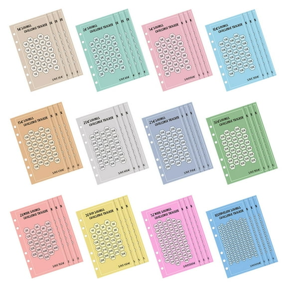 KAJNBN 48Pcs 6-Hole Design Binder Envelops For Users Developing Saving Habits Money Saving Challenge