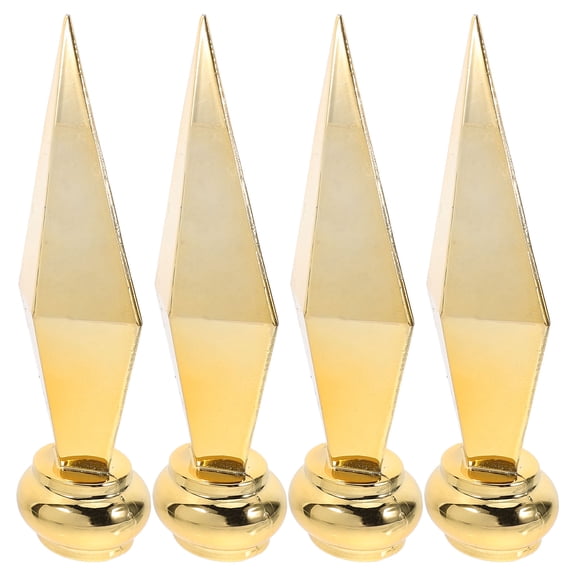 KAJNBN 4Pcs Golden Aluminum Alloy Flagpole Head Topper Shape for Flag Pole Parts and Accessories 7.9x2.9x2.0in