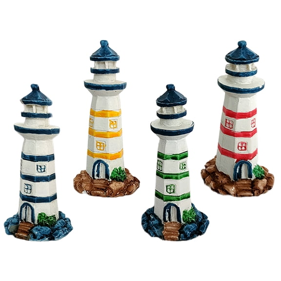 KAJNBN 4Pcs Lighthouse Beach Decor Resin Lighthouse Shape Home Decor present Item Households