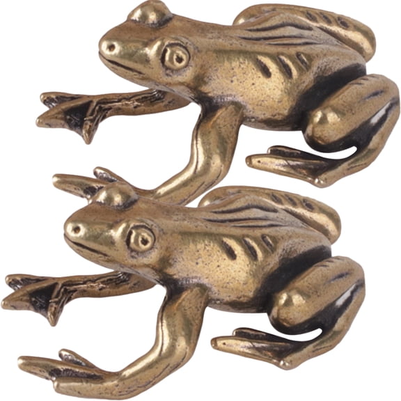 KAJNBN Brass Frog Decor Frog Figurine Golden 1.77x1.30x0.71in 2Pcs for Tearoom