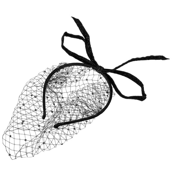 KAJNBN Fascinator Mesh Veil Headband 1Pcs Black Circular For Women Headwear In Formal Occasions