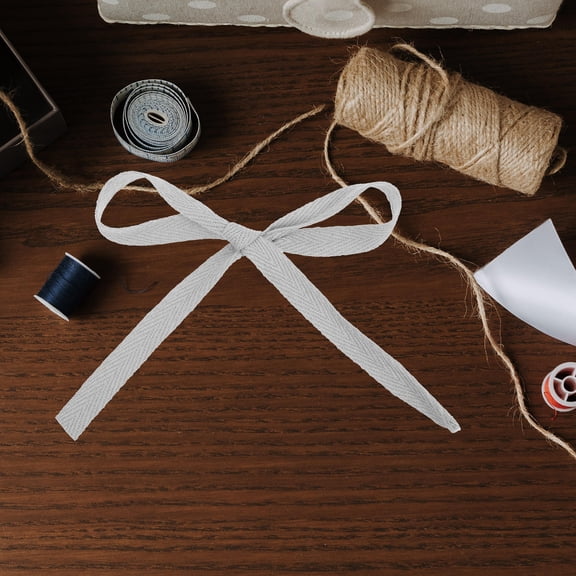 KAJNBN Grey Cotton Herringbone Ribbon, Flexible Flat Woven Webbing for Tablecloth Edge Binding