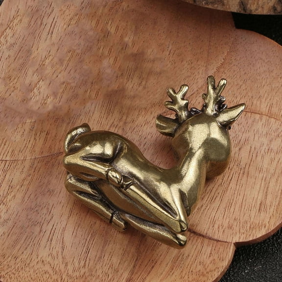 KAJNBN Indoor Tabletop Deer Decor 1Pcs Small Brass Deer Statue for Holiday Season and Home Decoration