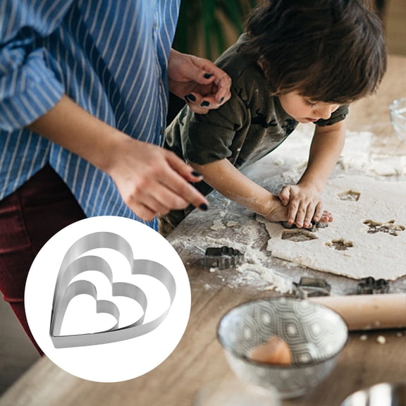 KAJNBN Kitchen Cake Mold 3Pcs Heart Shaped Stainless Steel For Baking Supplies