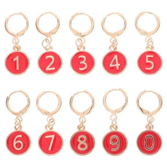 KAJNBN Knitting Counters 1 Set Red Round Small Stitch Recording Numbered Marking Storage For Craft Projects