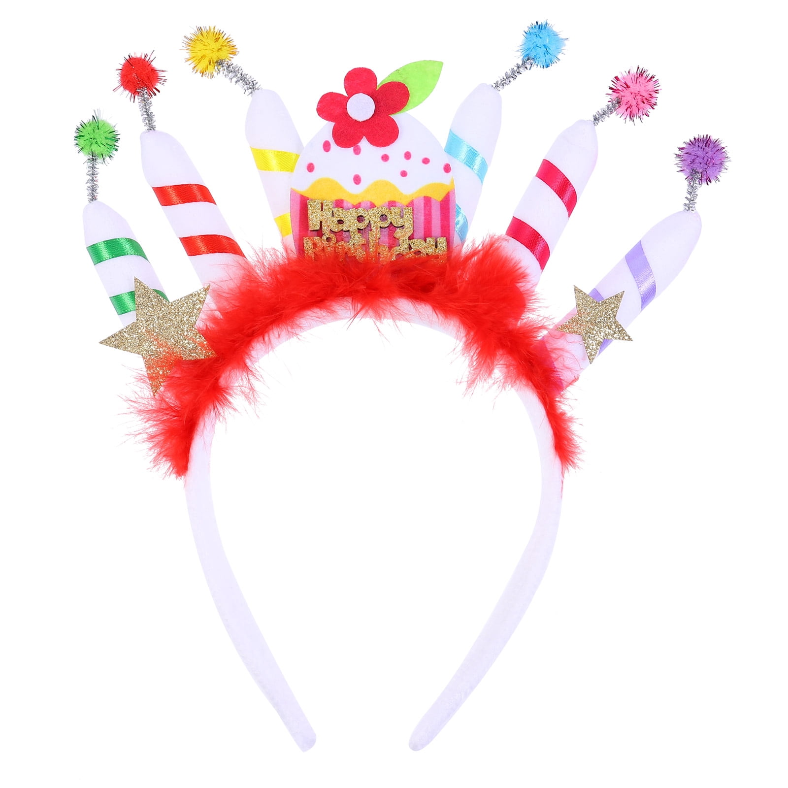 KAJNBN Multi Color Cloth Party Headband with Unique Cake Candle Design ...