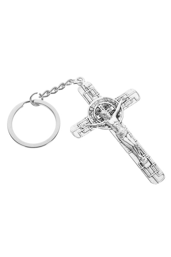 Silver Zinc Alloy Cross Keychain for Hanging Keys Lightweight and Compact Size Great present Option