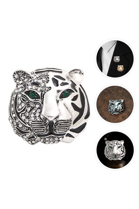 Tiger Pin Rhinestone Brooch For Banquet 1Pack Zinc Alloy Material