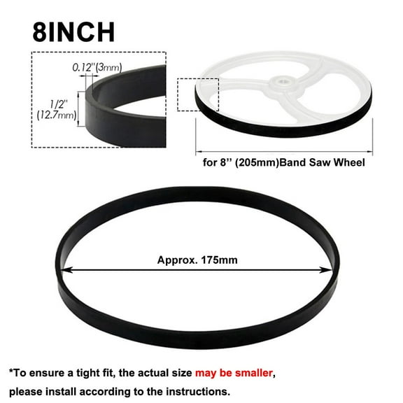 KAJOVE 1pc 8/9/10/12/14inch Band Saw Rubber Band Woodworking Band Saw Wheel Rubber Belt For Band Saw Wheel Diameter 205-350 Mm for 8 Inch
