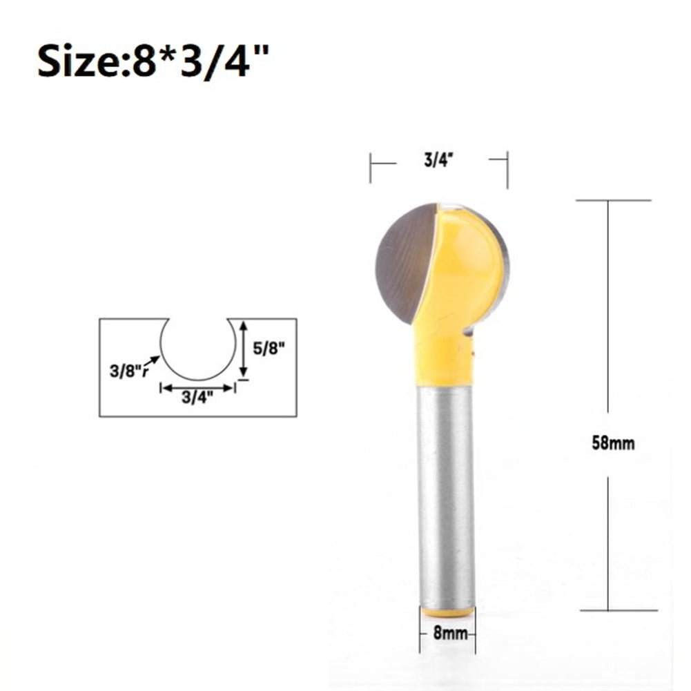 KAJOVE 1pc 8mm Shank Ball Nose Round Carving Bit Router Bit For Wood