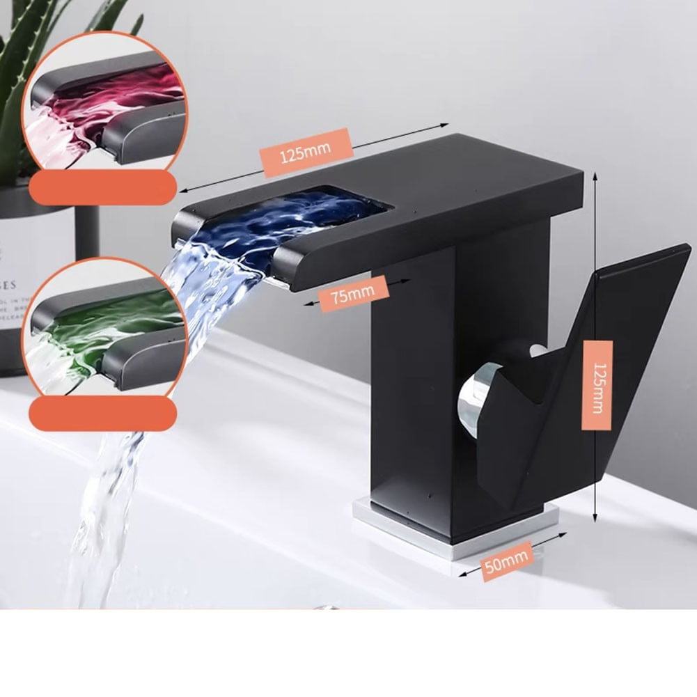 KAJOVE LED waterfall faucet luminous color changing wash basin bathroom