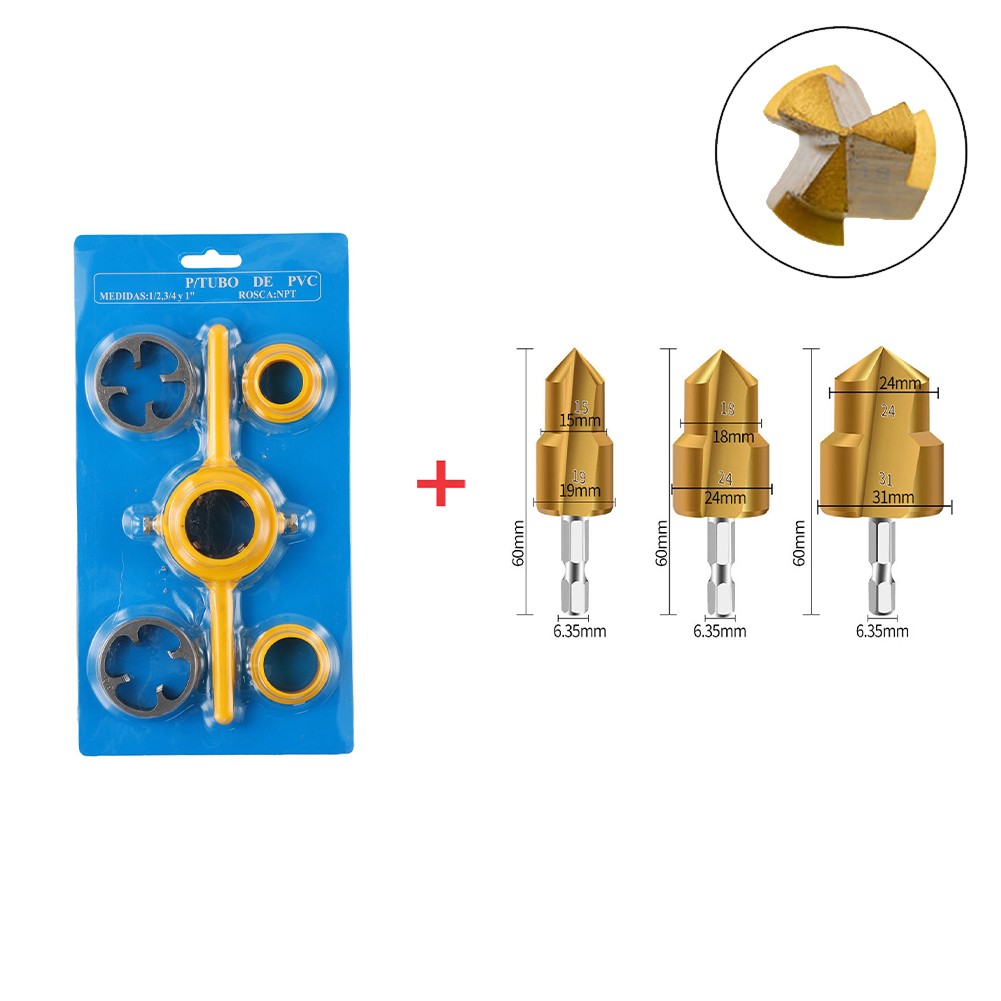 KAJOVE PPR Lifting Stepped Drill Bit NPT Die Set PVC Thread Maker Tool ...