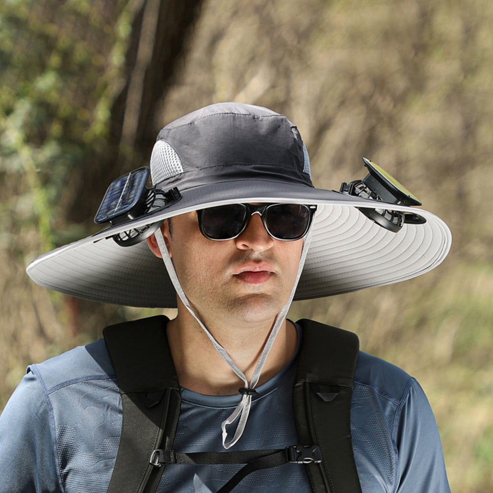 Solar Ventilator Hut Mit Breiter Krempe - USB & Solar Ladbarer Kühlhut Für Outdoor