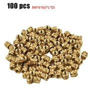 KAJOVE Threaded Insert Self Clinching Nut Brass Internal Thread Knurled Gold 100x M4*6*6