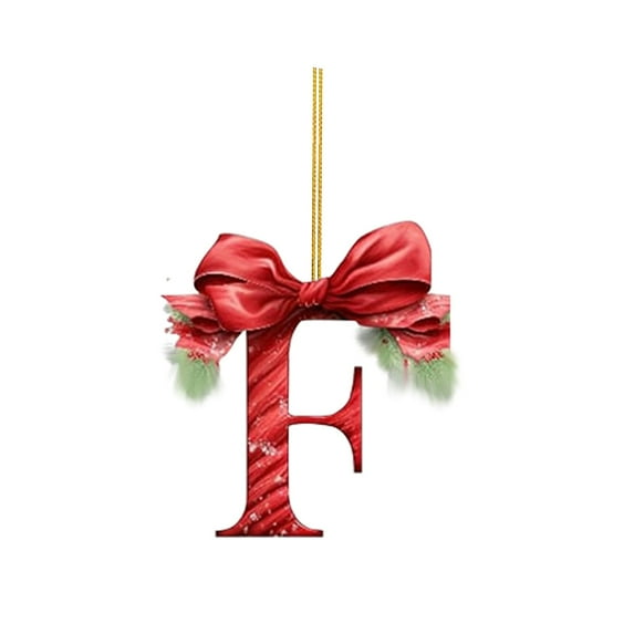 KAKA 26 Letter Christmas Tree Hanging Decoration, Personalized Christmas Ornaments with Initials, Custom Alphabet Letters for Xmas Tree Decor, F