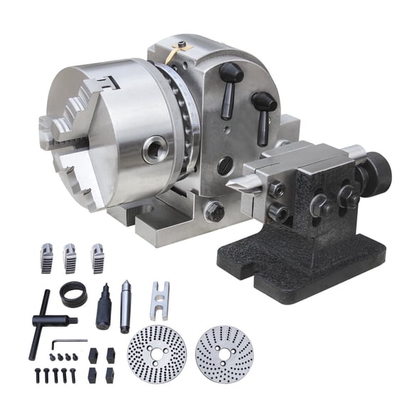 Dividing Head 5 inch 3-Jaw Chuck, MT2 Tailstock and Dividing Plates | Milling Machine Indexing Attachment for Precision Gear Cutting BS-0